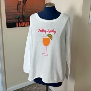 Pink Pineapple Feeling Spritzy Cotton Sweater Size Small NWT